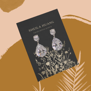 Earring Display Card • Earthy Floral Beige Gold
