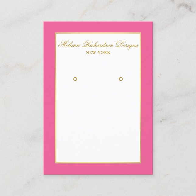 Earring Display Card Gold and Hot Pink (Front)