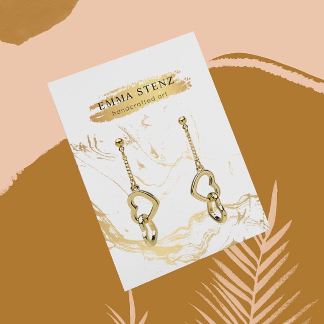 Earring Display Card • Gold Marble Pattern Logo (Creator Uploaded)