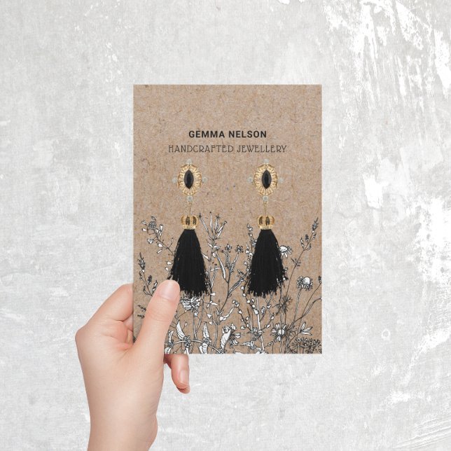 Earring Display Card • Rustic Kraft Wildflowers (Creator Uploaded)