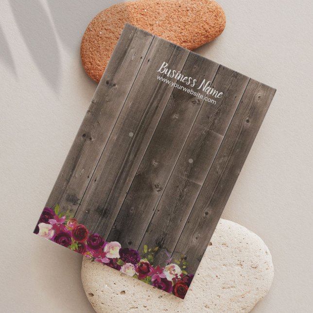 Earring Display Card Rustic Wood Burgundy Floral (Creator Uploaded)