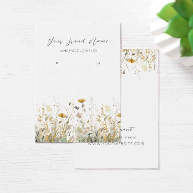 Earring Display Card • Watercolor Wildflowers (Desk)