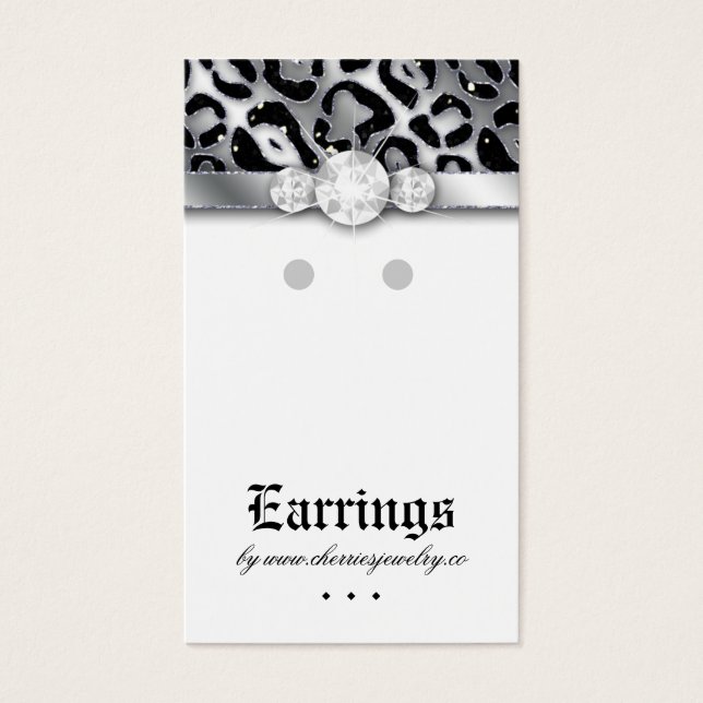 Earring Display Cards Cute Leopard Sparkle Jewelle (Front)
