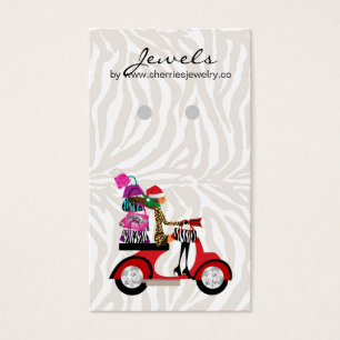 Earring Display Cards Cute Zebra Bow Jewellery Pin