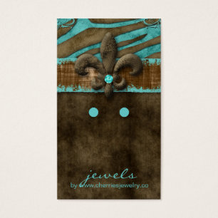 Earring Display Cards Cute Zebra Fleur de Lis