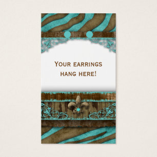 Earring Display Cards Cute Zebra Fleur de Lis