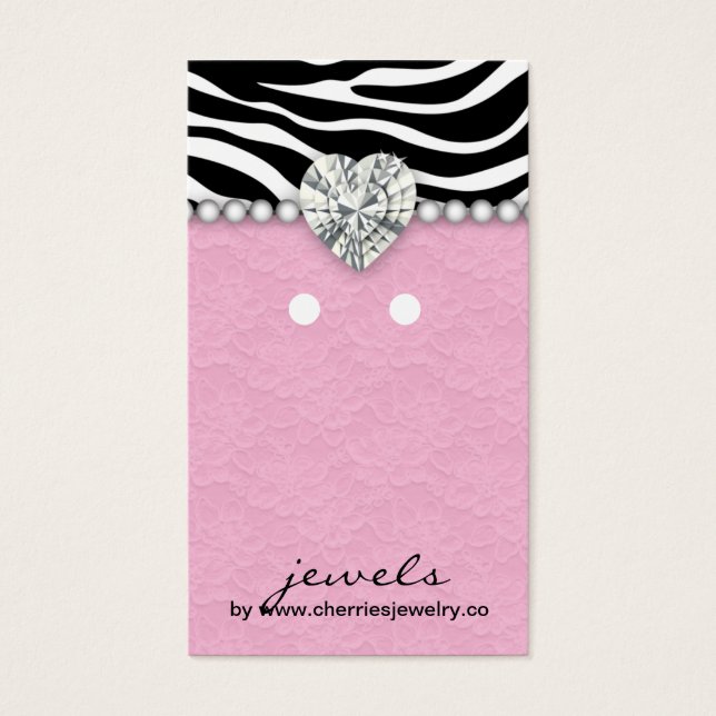 Earring Display Cards Cute Zebra Lace Jewellery (Front)
