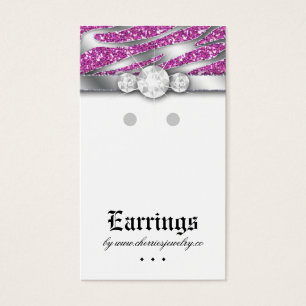 Earring Display Cards Cute Zebra Sparkle Jewellery