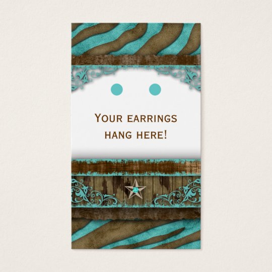 Earring Display Cards Cute Zebra Star Western