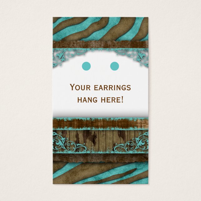 Earring Display Cards Cute Zebra Western (Front)