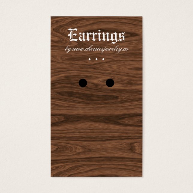Earring Display Cards Oak Wood Jewellery (Front)