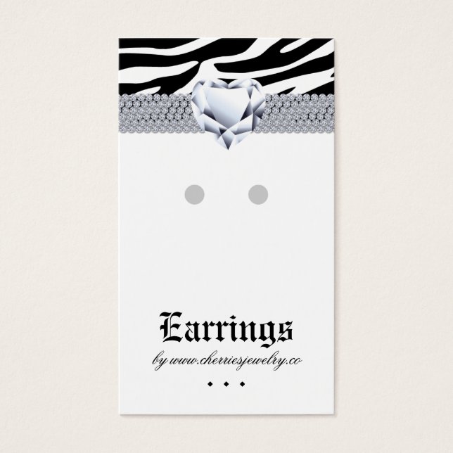 Earring Display Cards Zebra Heart Jewellery (Front)