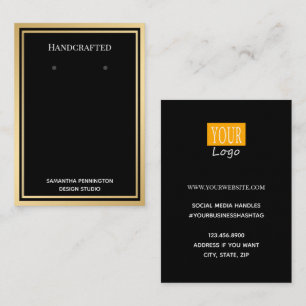 Earring Display Elegant Gold Border Business Card