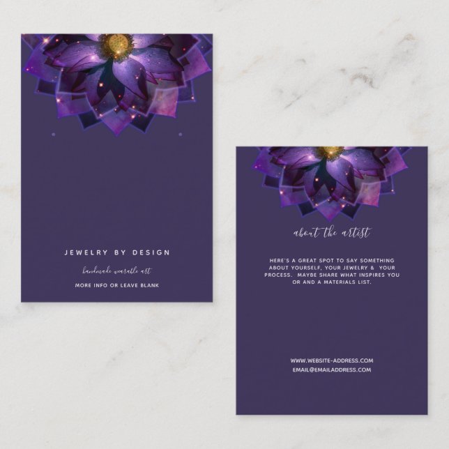Earring Display, Mystical Lotus Mandala Crafters Business Card (Front/Back)