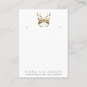 *~* EARRING DISPLAY QR Gold Glitter Butterfly Business Card