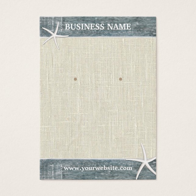 Earring Display Rustic Burlap & Wood Starfish (Front)