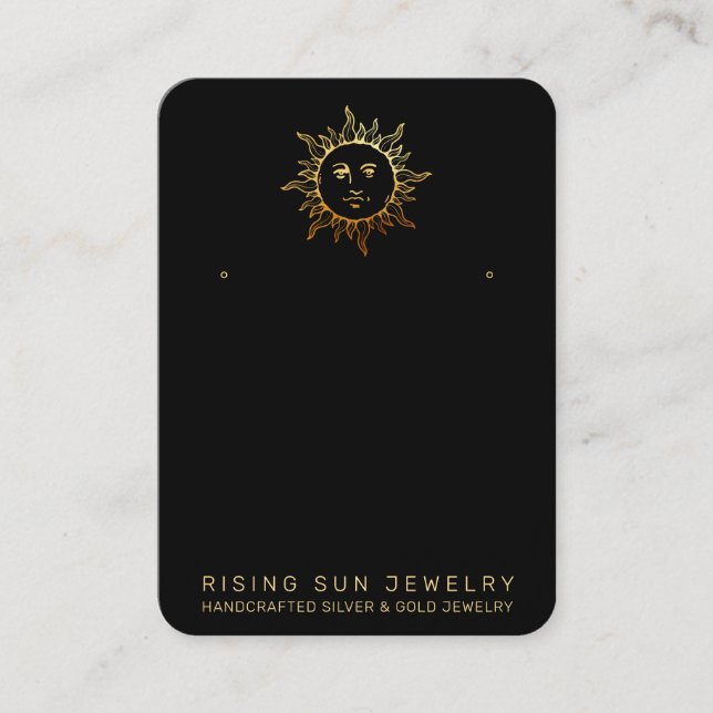 *~* EARRING DISPLAY Sun QR Social Media Black Busi Business Card (Front)