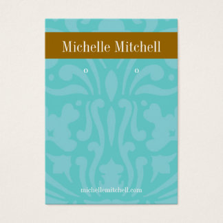 Earring Holder - Business Card Blue Brown