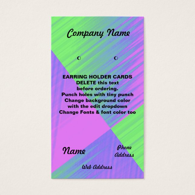 EARRING HOLDER Cards Custom business cards (Front)