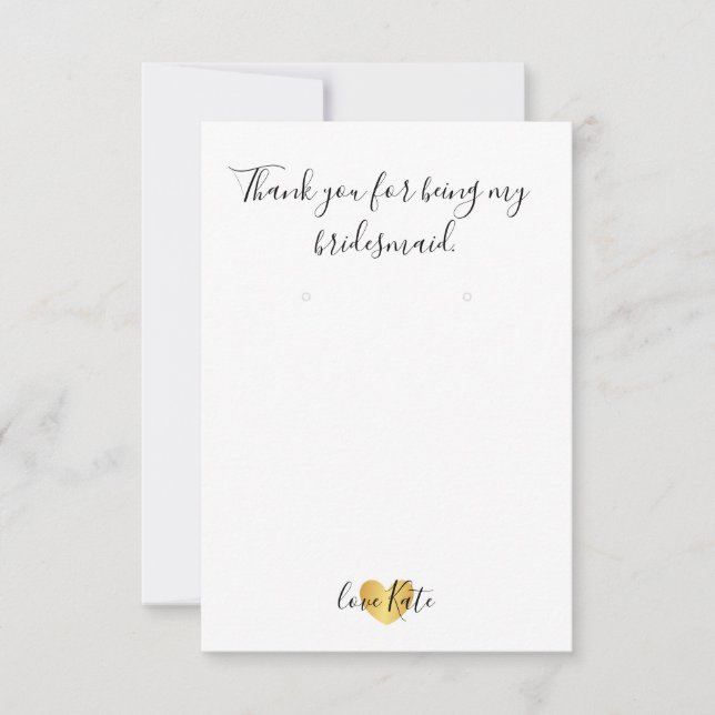 Earring Holder/Thank You Card - Heart Glam Gold (Front)
