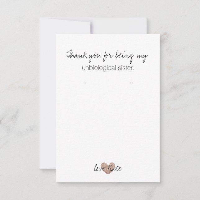 Earring Holder/Thank You - Heart Fab Rose Gold Thank You Card (Front)