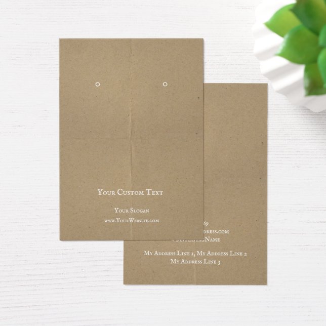 Earring Jeweller Display Card, Brown Kraft Texture (Desk)