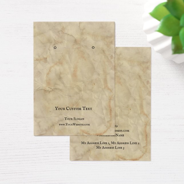 Earring Jewellery Display Card, Aged Brown Texture (Desk)