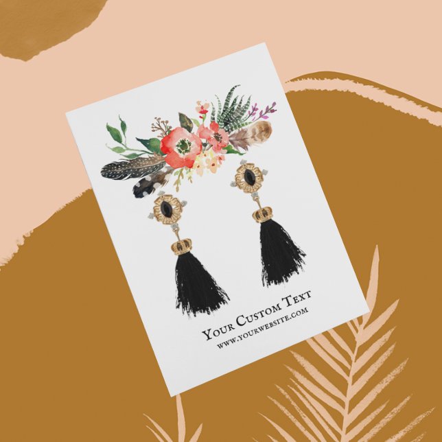Earring Jewellery Display Card • Boho Feather Flor (Creator Uploaded)