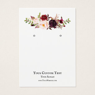 Earring Jewellery Display Card, Burgundy Floral