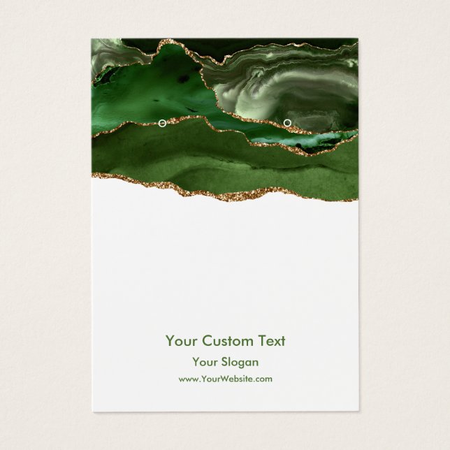 Earring Jewellery Display Card, Elegant Green Marb (Front)