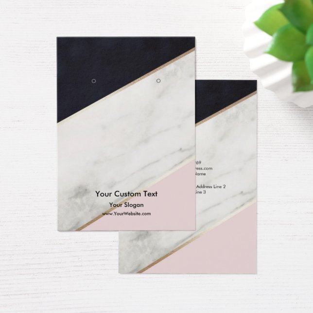 Earring Jewellery Display Card, Elegant Pink Marbl (Desk)