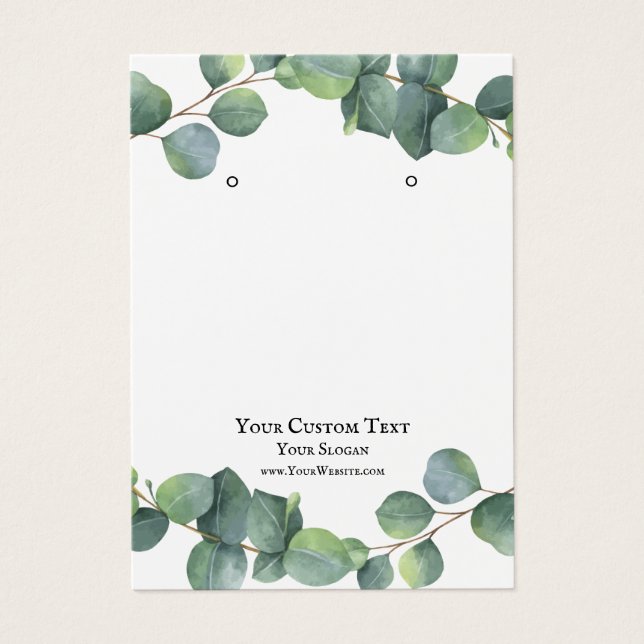 Earring Jewellery Display Card, Eucalyptus design (Front)