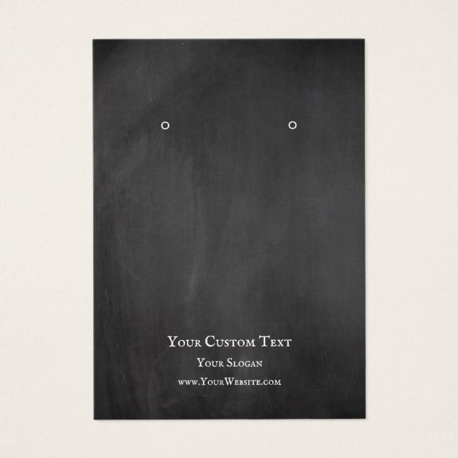 Earring Jewellery Display Card, Rustic Chalkboard (Front)