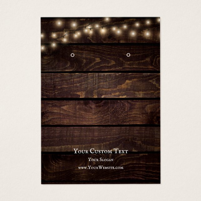 Earring Jewellery Display Card, Rustic String ligh (Front)