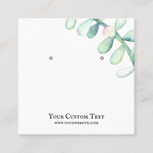 Earring Jewellery Display Card • Succulent Cactus (Front)