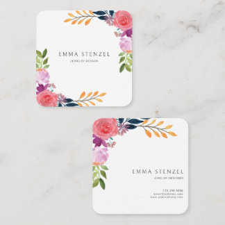 Earring Jewellery Display Holder • Watercolor Flor Square Business Card