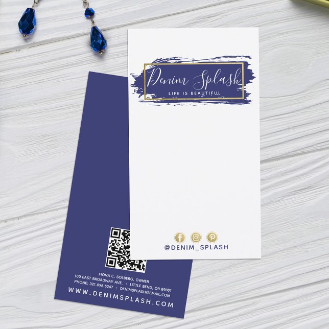 Earring Jewellery Display Navy Blue & Gold Paint Business Card (Creator Uploaded)