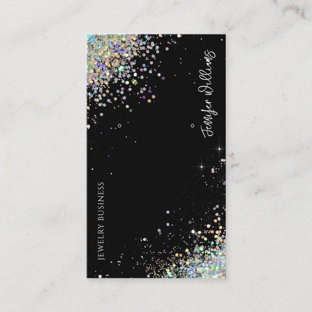 Earring Jewellery Holographic Glitter Black Displa Business Card (Front)