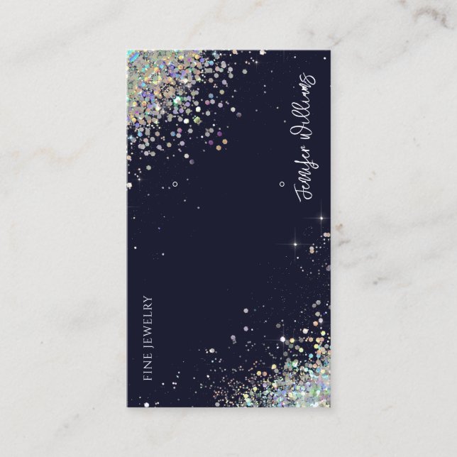 Earring Jewellery Holographic Glitter Blue Display Business Card (Front)
