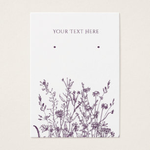 Earring Jewelry Display Card • Purple Wild Floral