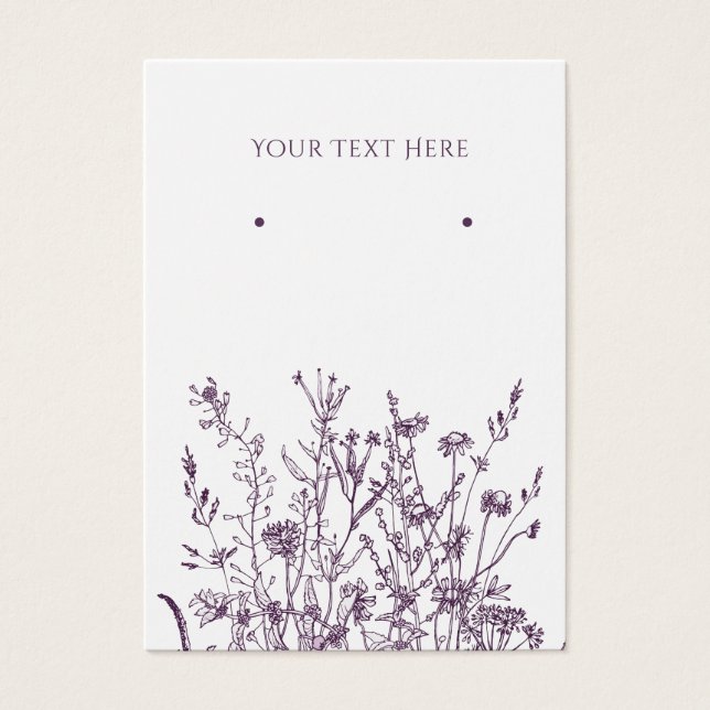 Earring Jewelry Display Card • Purple Wild Floral (Front)