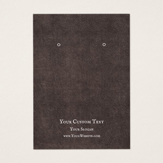 Earring Jewelry Display Card, Rustic Dark Kraft (Front)