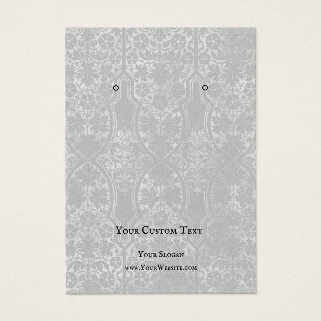 Earring Jewelry Display Card, Rustic Gray Damask (Front)
