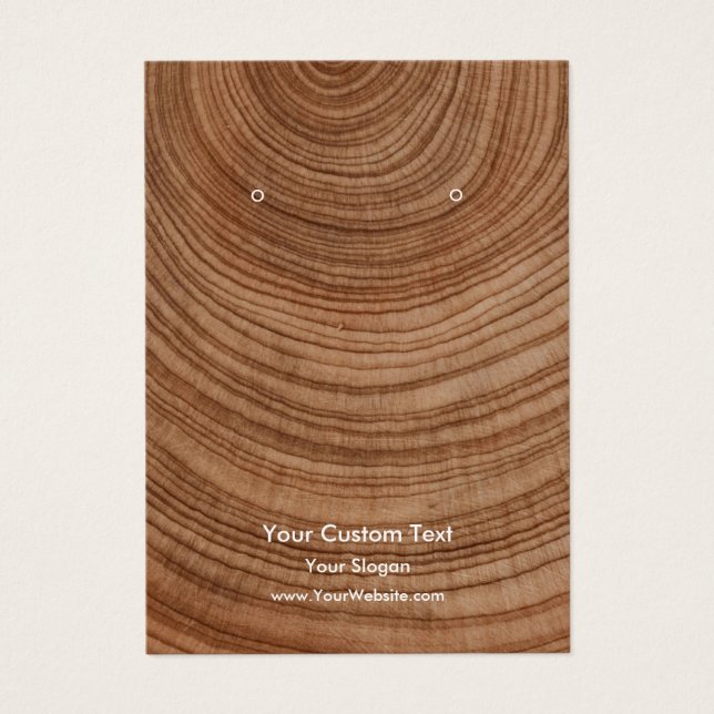 Earring Jewelry Display Card, Rustic Wood Ring (Front)