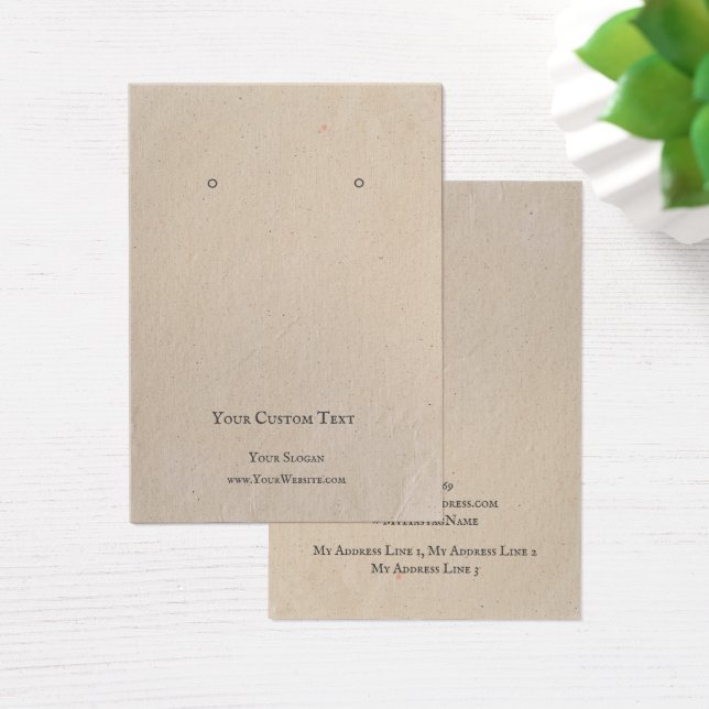 Earring Jewelry Display Card, Vintage Brown Kraft (Desk)