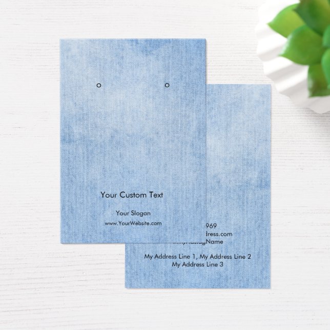 Earring Jewelry Display Card, Vintage Denim lace (Desk)
