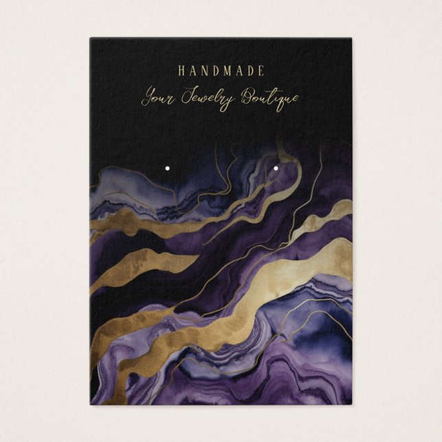 Earring Purple Gold Agate Jewellery Display Cards (Front)