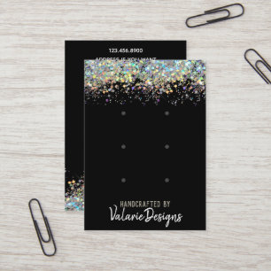 Earring Stud Card Faux Rainbow Metalitic Glitter
