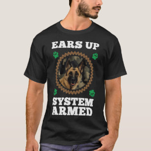 Ears Up System Armed Camouflage Dog German Shepher T-Shirt