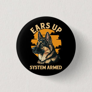 Ears Up System Armed Dog Lover German Shepherd Mil 3 Cm Round Badge